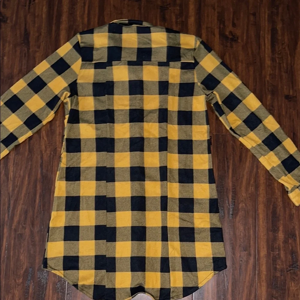 Girls Yellow and Black Plaid Button-Up Dress